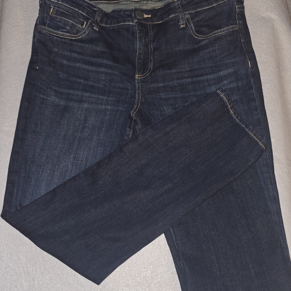 Kut Dark Indigo Jeans with Gold Stitching Western Comfortable Size 12 Mommy Wear